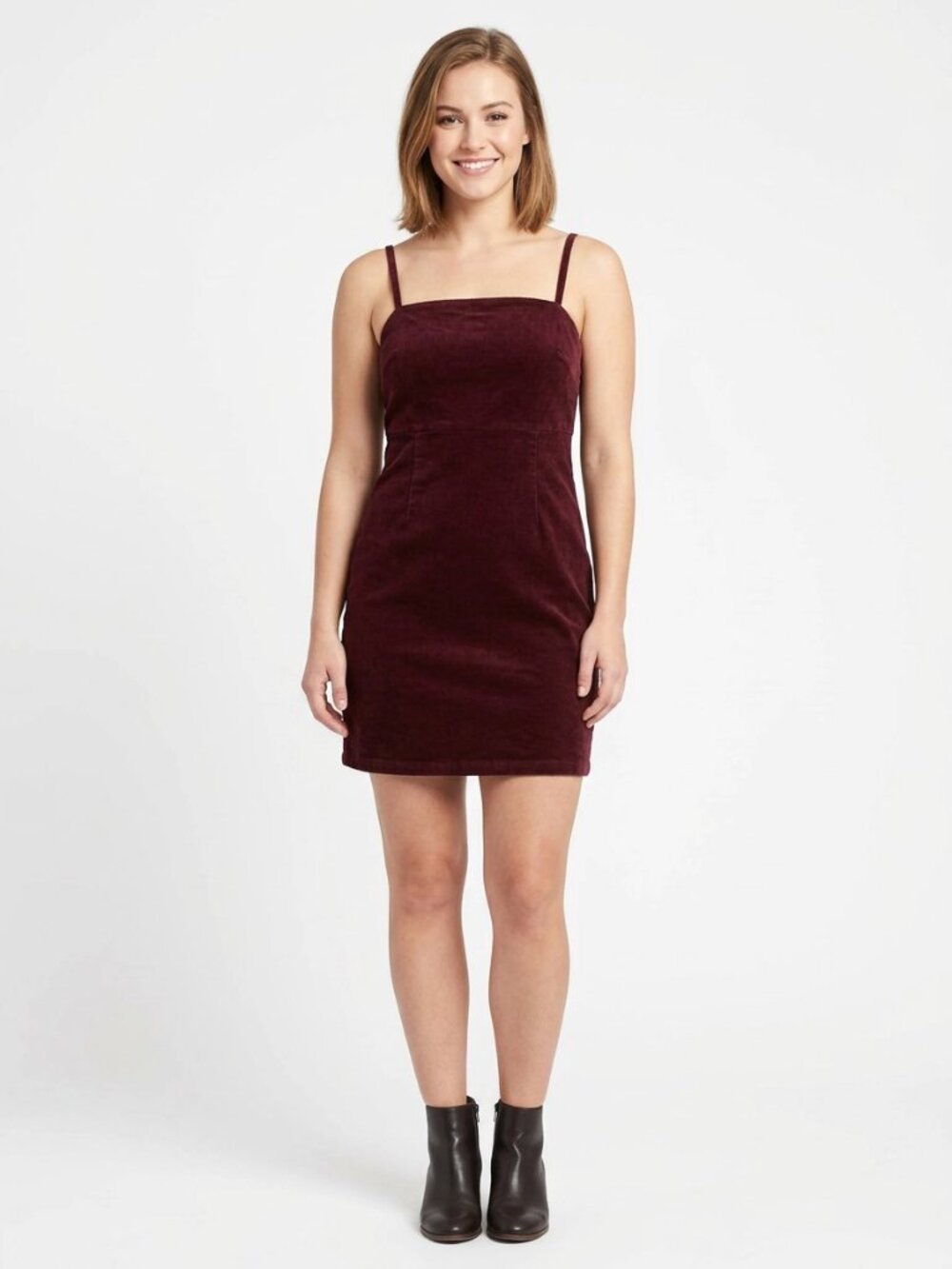 Pacsun Women' Burgundy Corduroy Pinafore Y2K Summer Mini Dress Size S - Picture 1 of 10